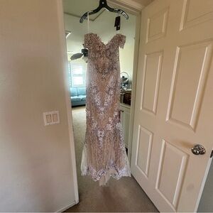 Terani Couture Cream Nude Dress